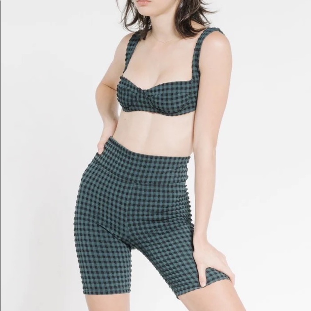 Thrills “Georgie” Bike Short in Pine And Black Check Seersucker Stretchy Size 4
